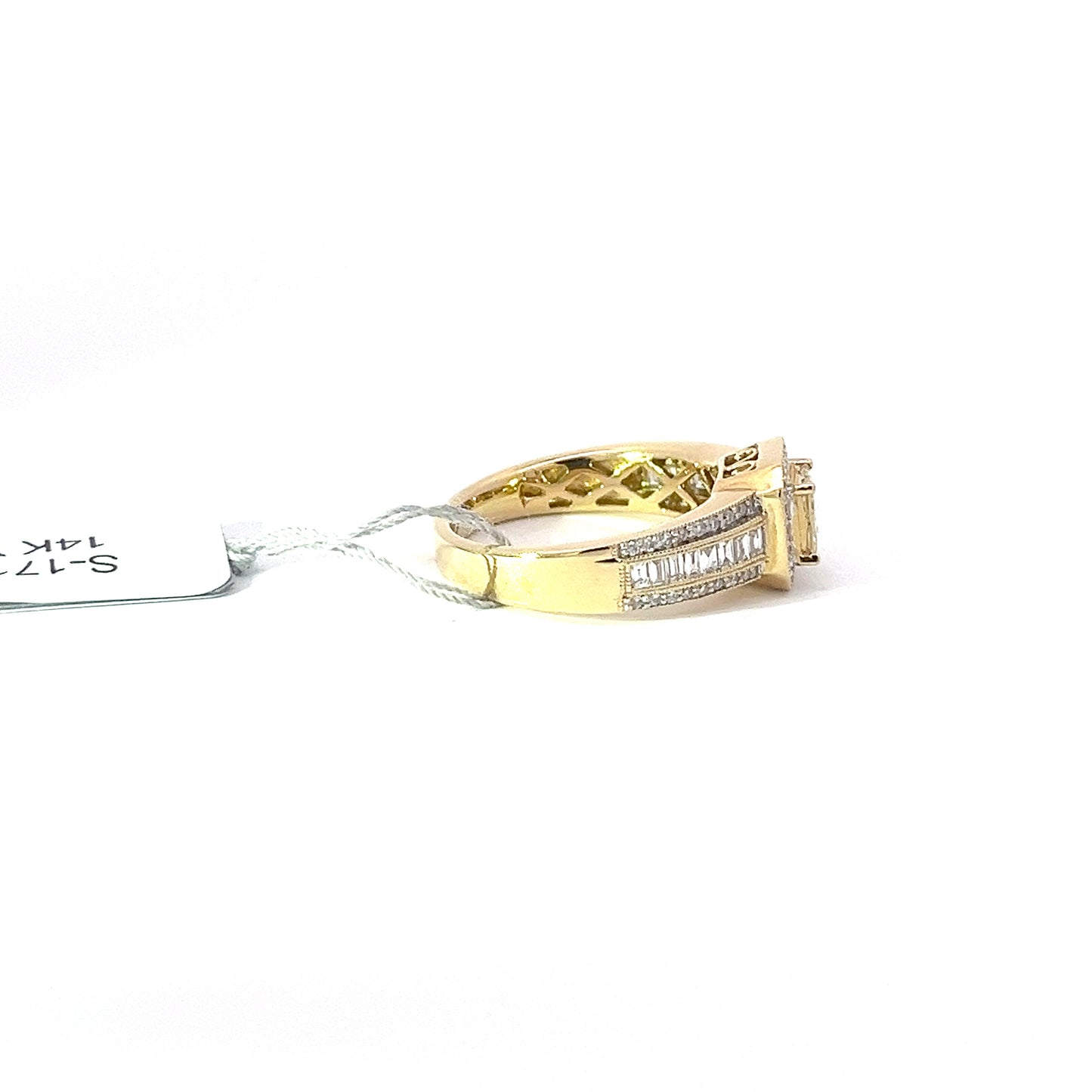 0.31ct Natural Yellow Princess-Cut(4 pc) Diamond Ring | 0.64ct Side Diamonds | 14K YG