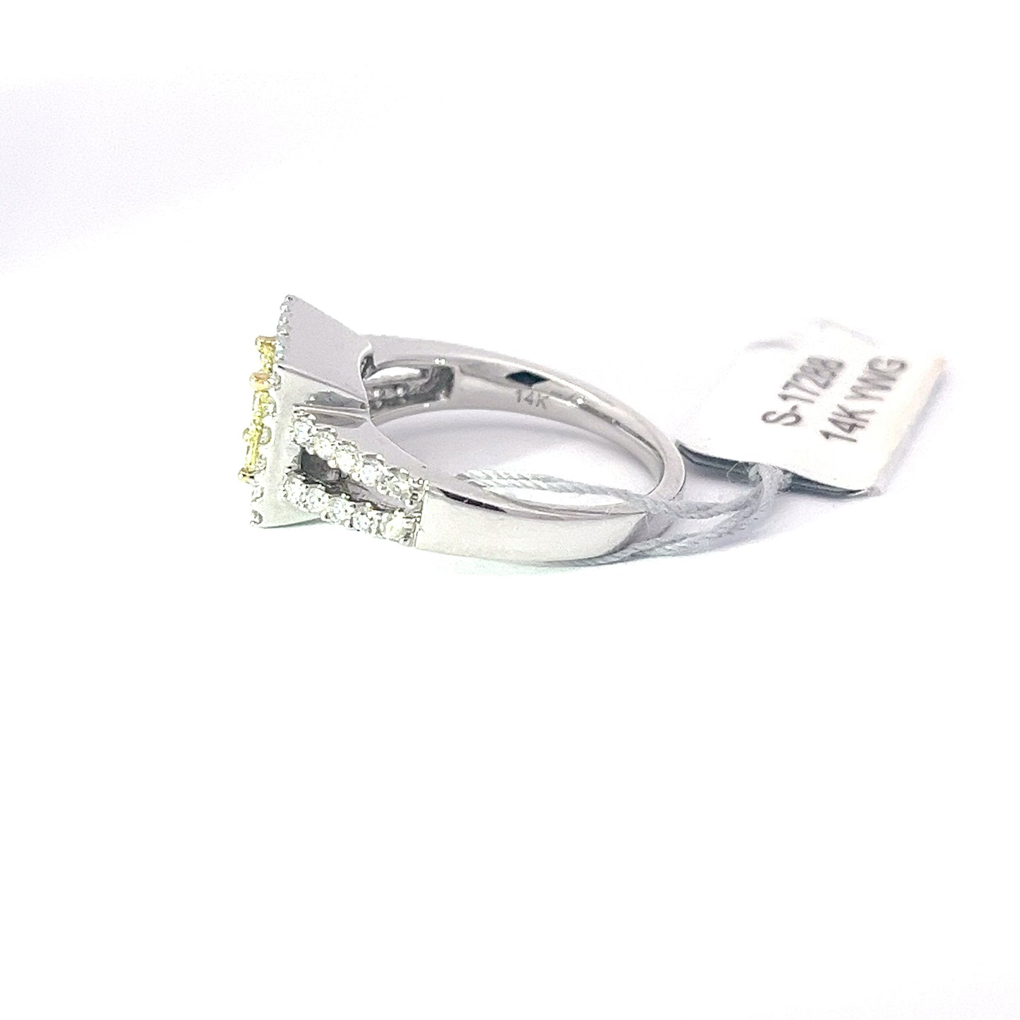 0.54ct Natural Yellow Princess-Cut(4 pc) Diamond Ring | 0.58ct Side Diamonds | 14K YWG