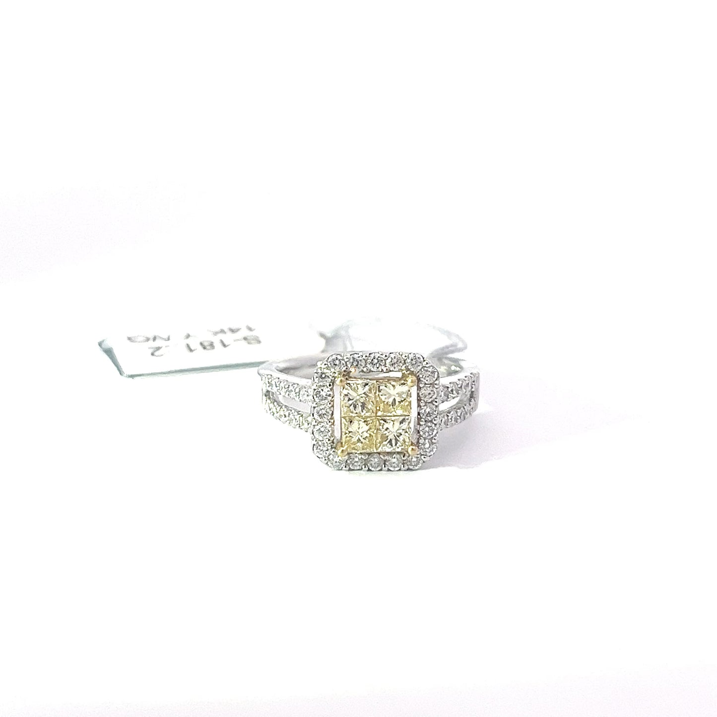0.79ct Natural Yellow Princess-Cut Diamond Ring | 0.66ct Side Diamonds | 14K YWG