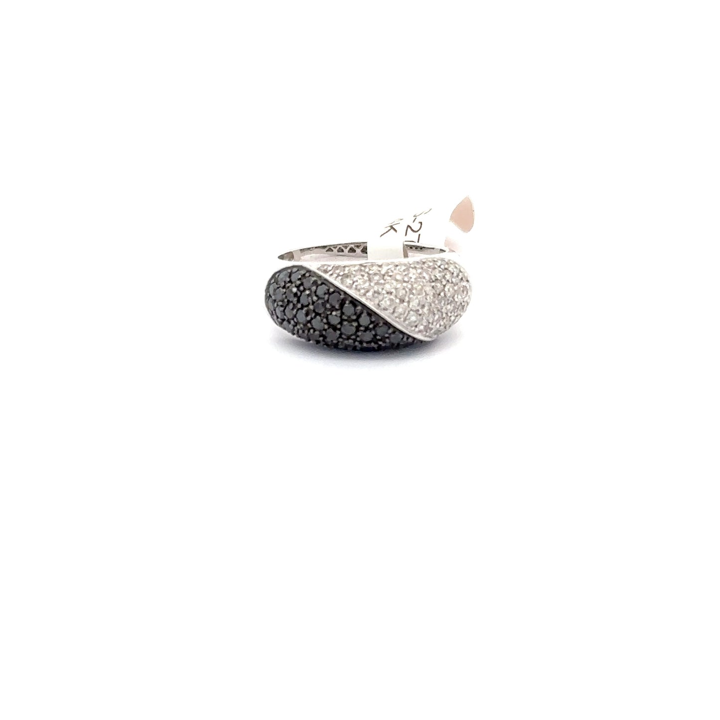 14K WHITE GOLD | 0.64 CT NATURAL DIAMOND | 0.81 CT NATURAL BLACK DIAMONDS RING.