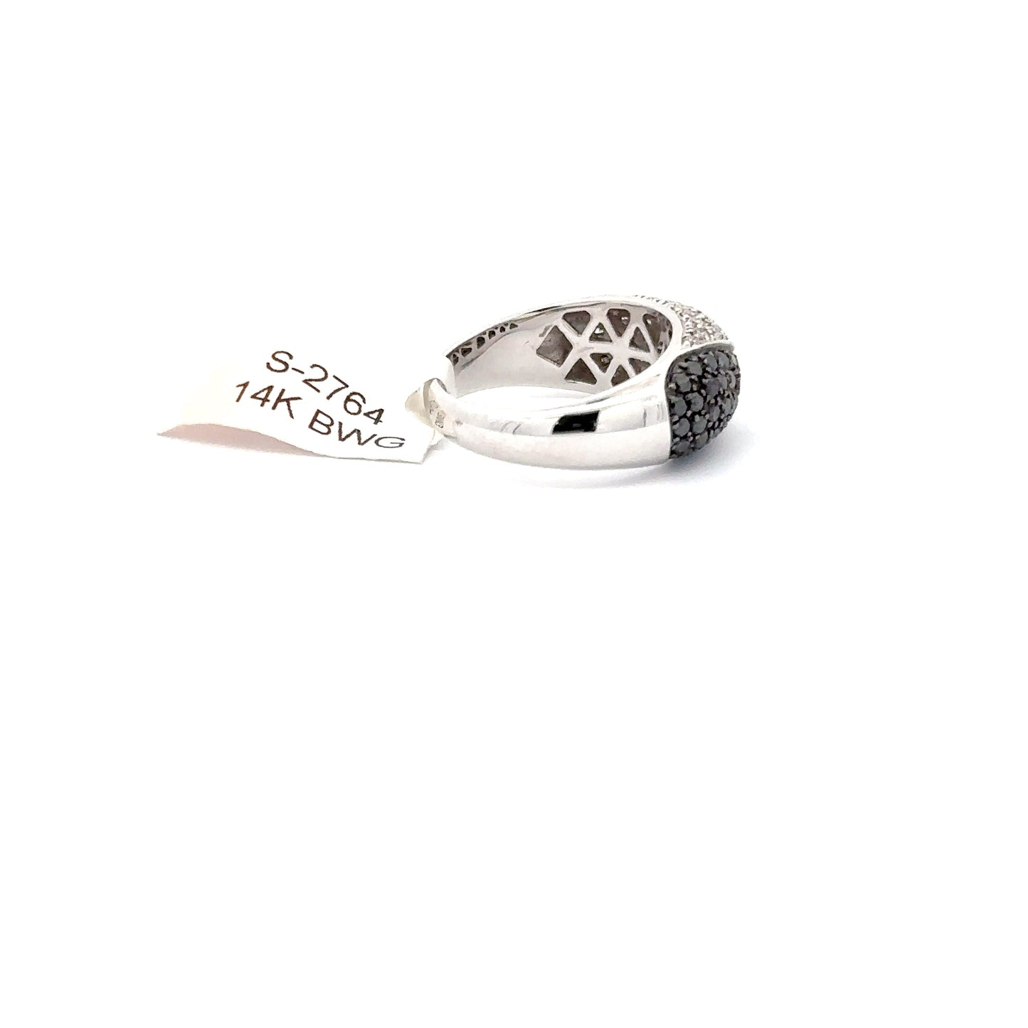 14K WHITE GOLD | 0.64 CT NATURAL DIAMOND | 0.81 CT NATURAL BLACK DIAMONDS RING.