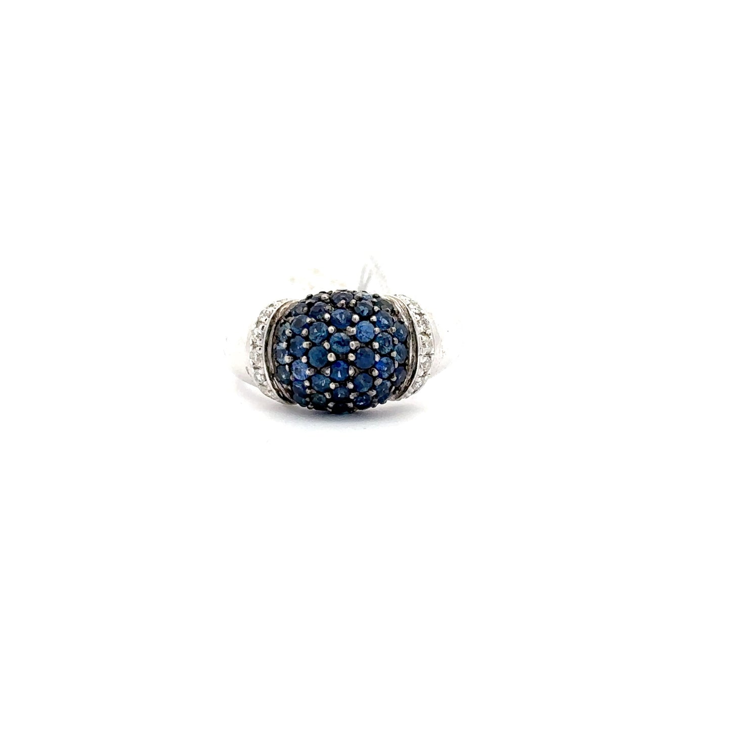 1.39ct Natural Round Blue Sapphire & 0.15ct Natural Round Diamonds Ring | 14K WG