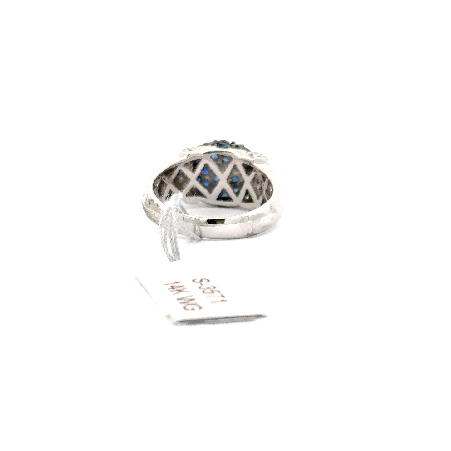 1.39ct Natural Round Blue Sapphire & 0.15ct Natural Round Diamonds Ring | 14K WG