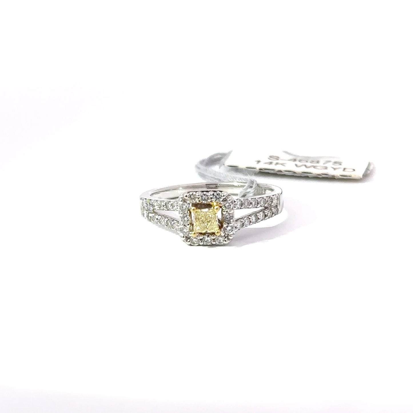 0.41ct Natural Yellow Princess-Cut Diamond Ring | 0.20ct Side Diamonds | 14K YWG