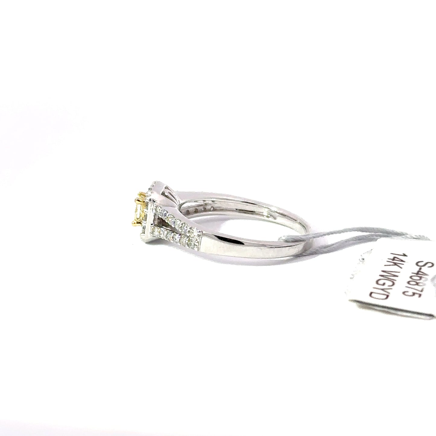 0.41ct Natural Yellow Princess-Cut Diamond Ring | 0.20ct Side Diamonds | 14K YWG