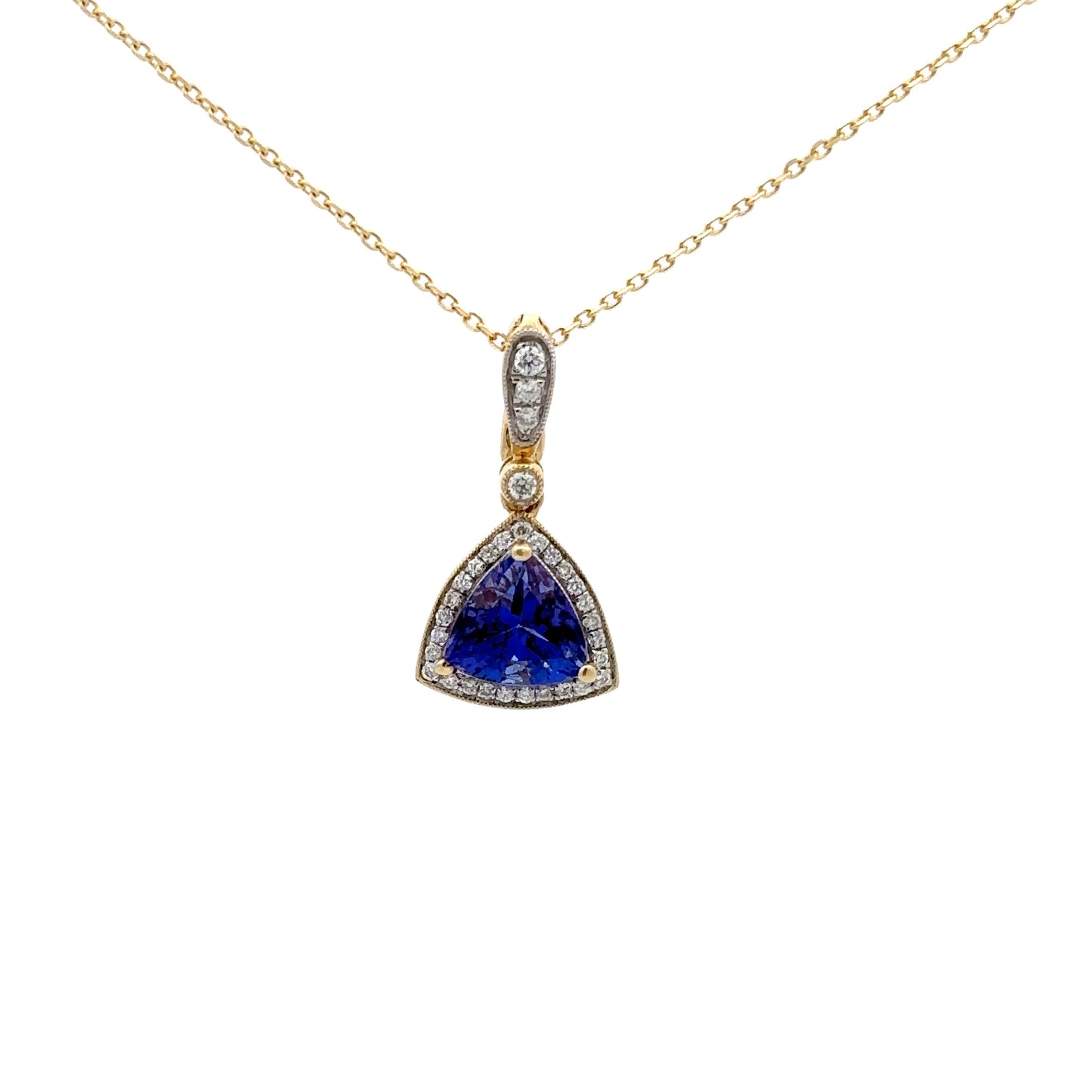 2.45 ct Natural Tanzanite Pendant | 0.21 ct Natural Diamonds | 14k Yellow Gold