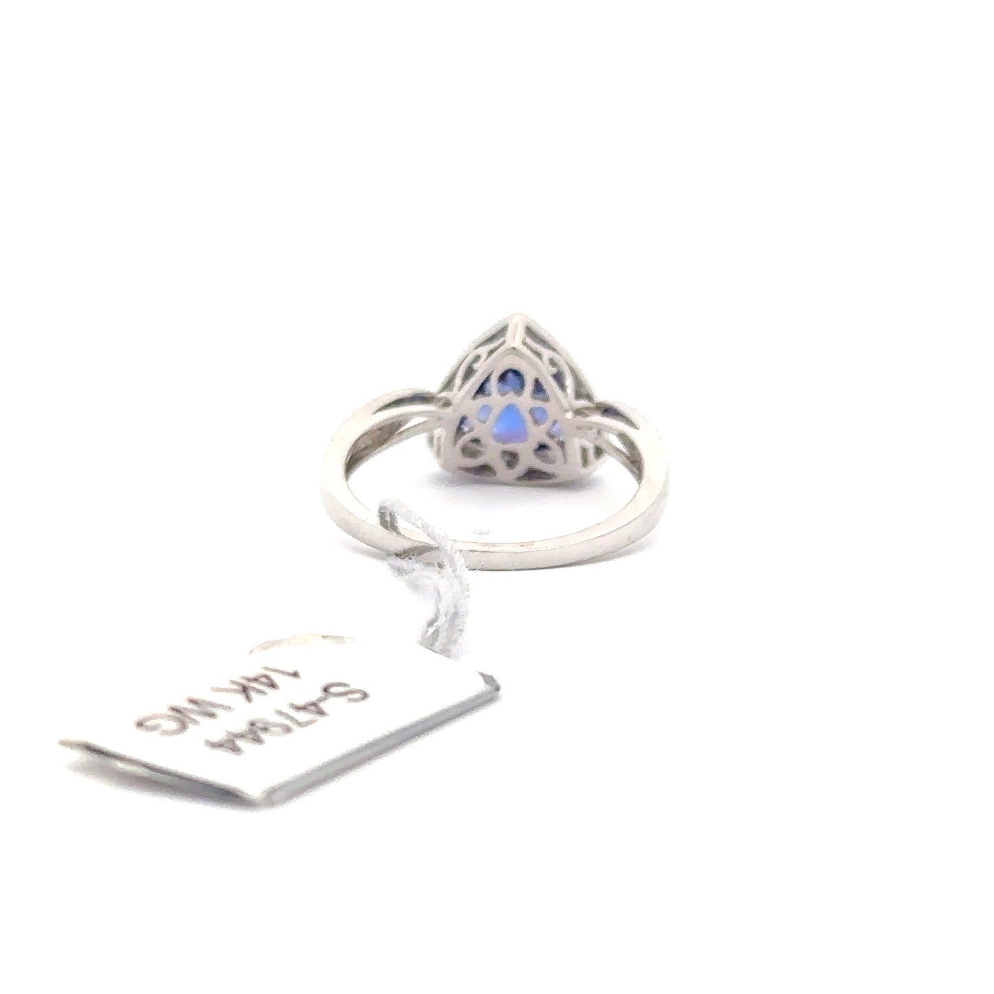 2.27ct Natural Trillion-Cut Tanzanite Center & 0.24ct Natural Side Diamonds Ring | 14K WG