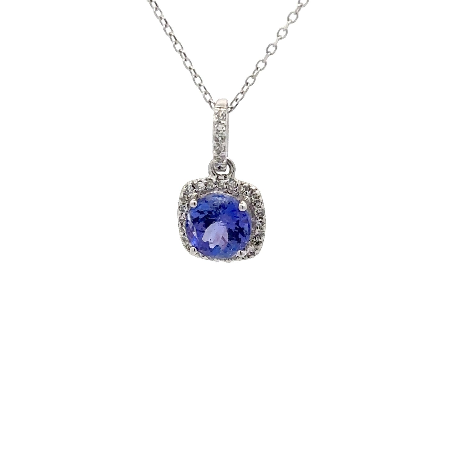 0.97 ct Natural Tanzanite Pendant | 0.08 ct Natural Diamonds | 14k White Gold
