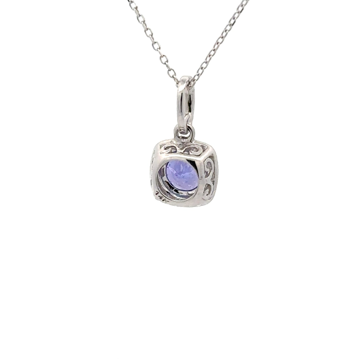 0.97 ct Natural Tanzanite Pendant | 0.08 ct Natural Diamonds | 14k White Gold