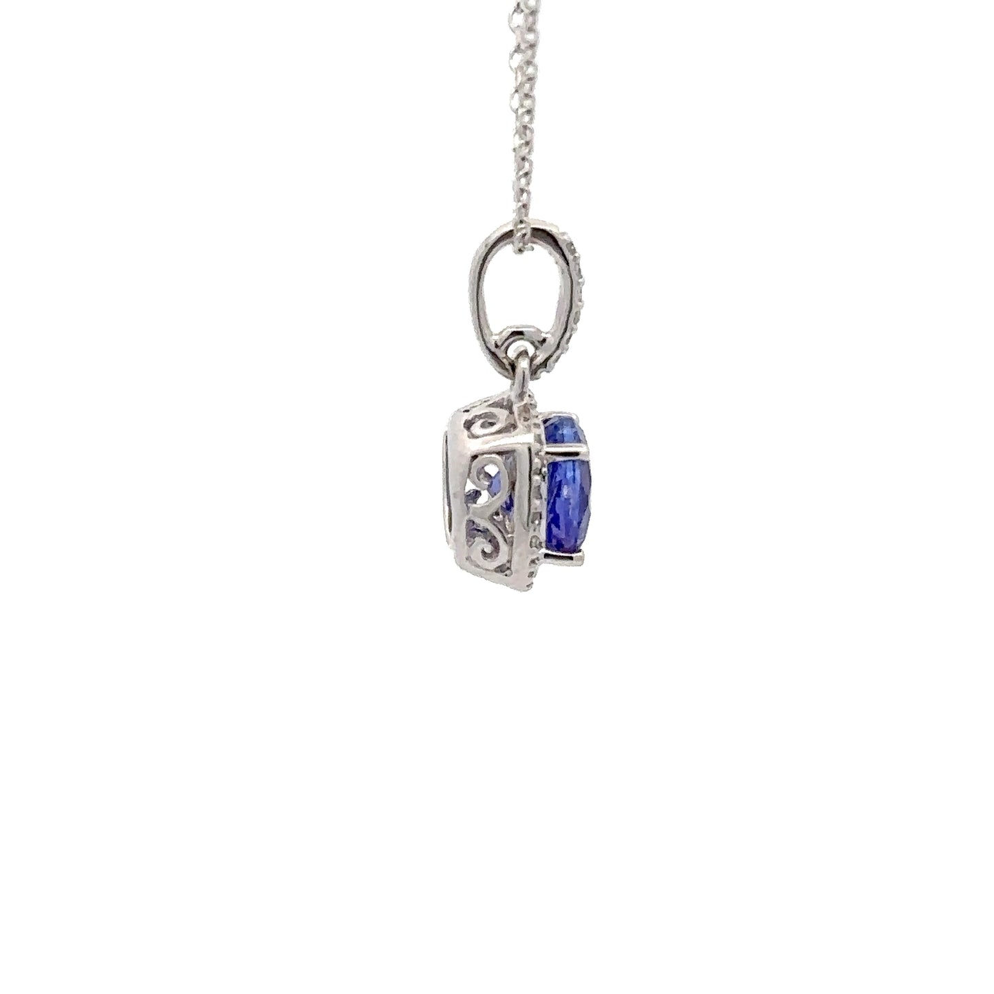 0.97 ct Natural Tanzanite Pendant | 0.08 ct Natural Diamonds | 14k White Gold
