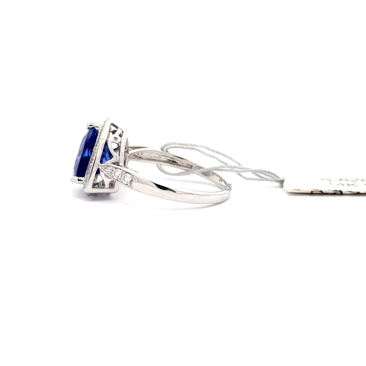 3.09ct Natural Trillion-Cut Tanzanite Center & 0.27ct Natural Side Diamonds Ring | 14K WG
