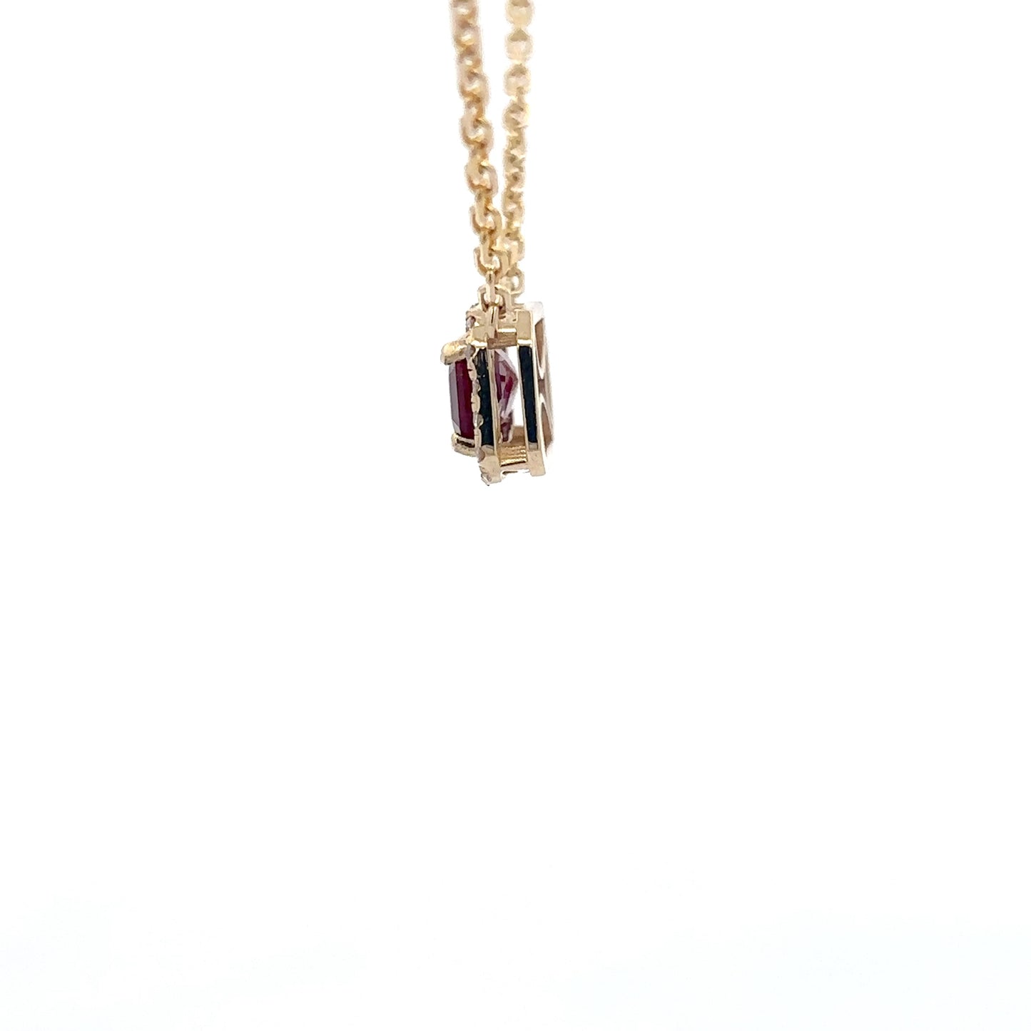 3.09 ct Natural Ruby | 0.45 ct Natural Diamonds | 14k Yellow Gold Necklace