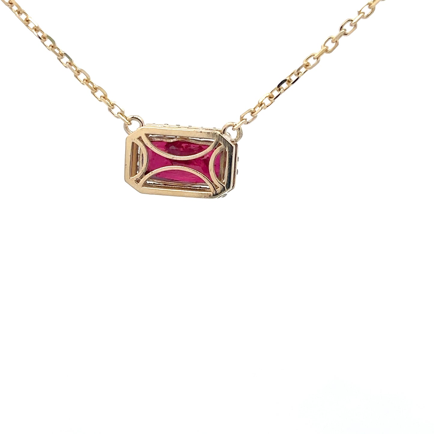 3.09 ct Natural Ruby | 0.45 ct Natural Diamonds | 14k Yellow Gold Necklace