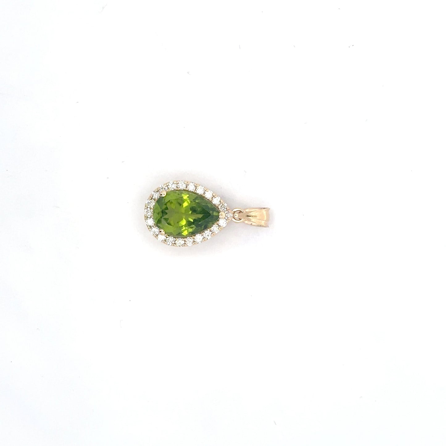 3.52 ct natural Peridot | 0.45 ct Natural Diamonds | 14k Yellow Gold Pendant