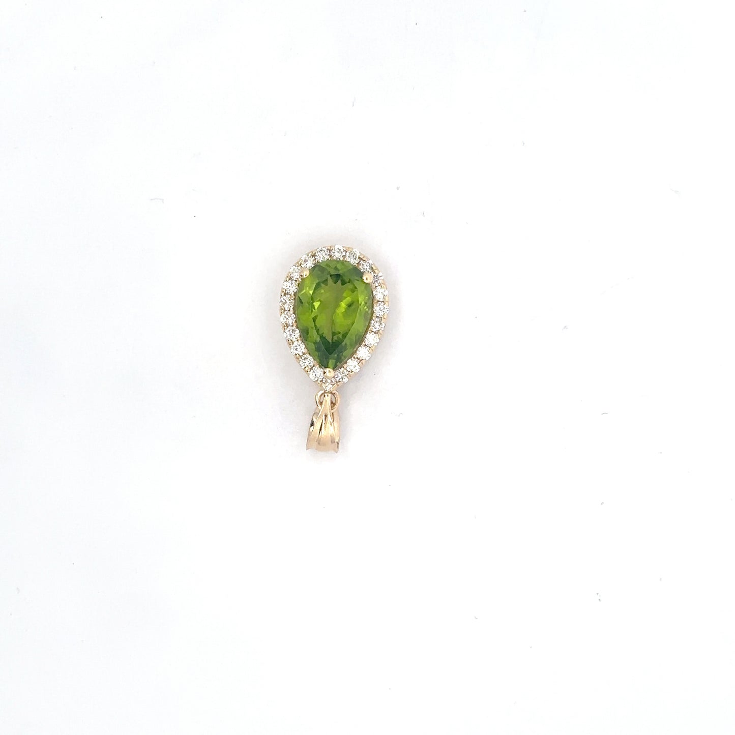 3.52 ct natural Peridot | 0.45 ct Natural Diamonds | 14k Yellow Gold Pendant