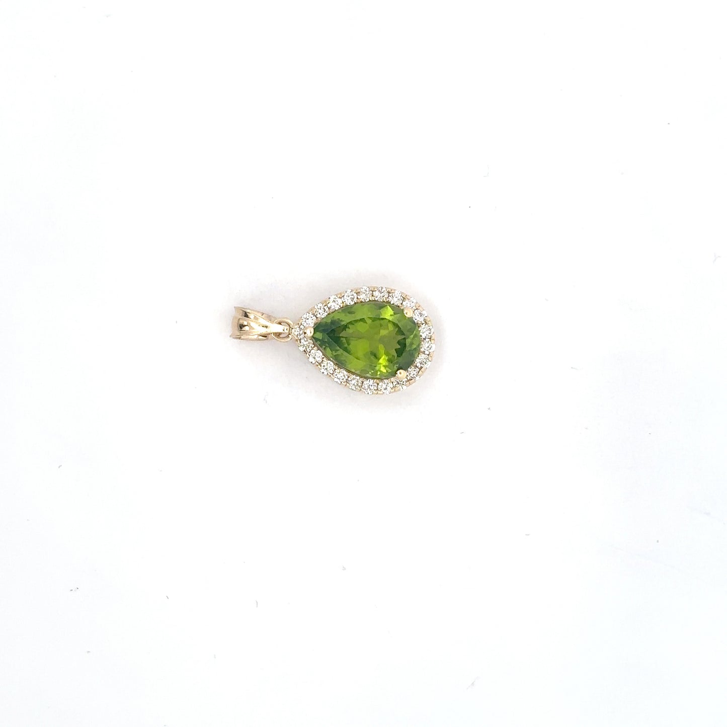3.52 ct natural Peridot | 0.45 ct Natural Diamonds | 14k Yellow Gold Pendant