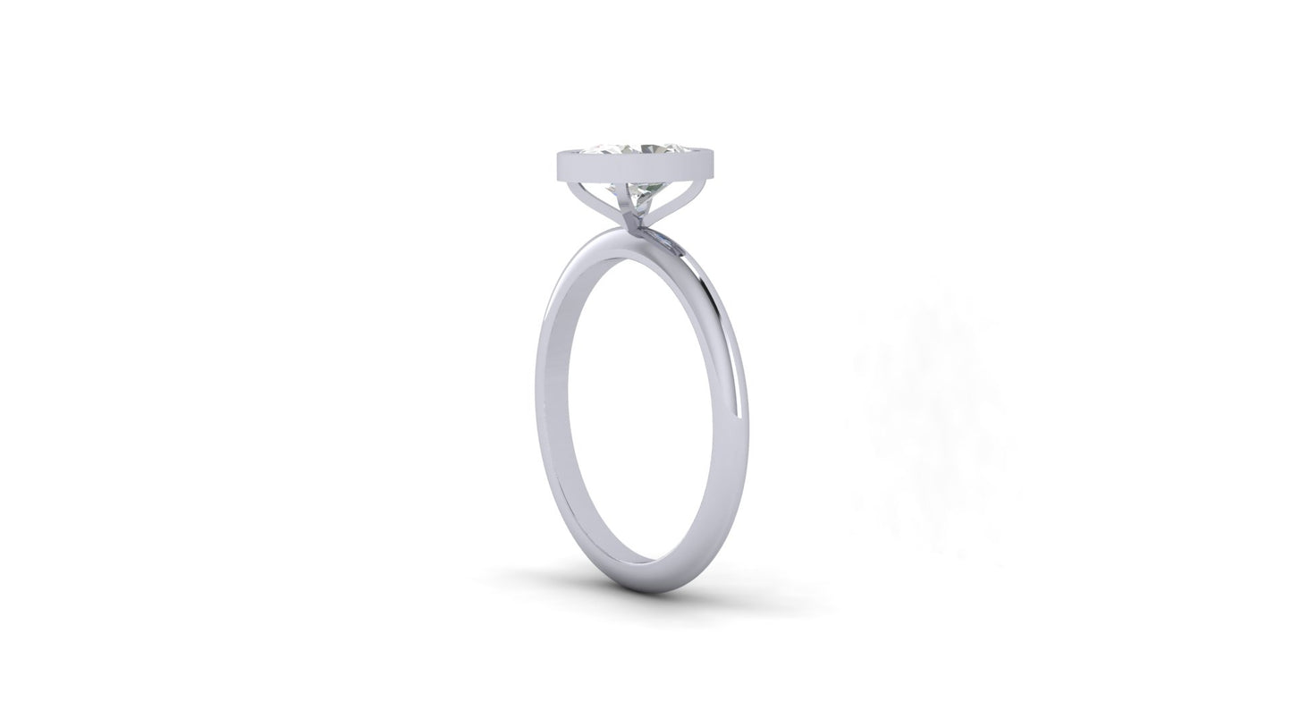 1.10 ctw Oval Shape Lab Grown Diamond | Bezel Set Setting | Solitaire Ring.