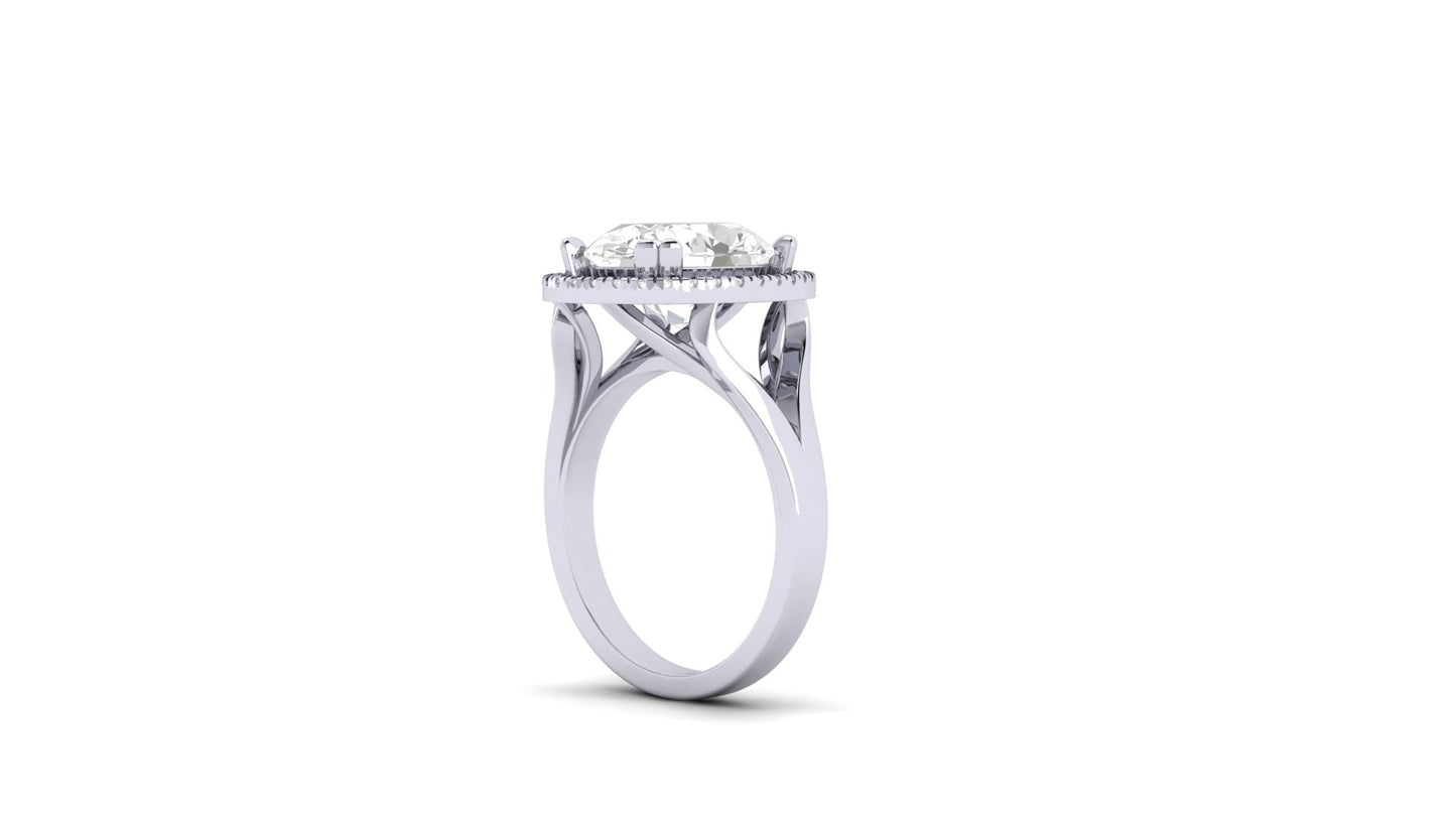 4.54 ct Oval Cut Center Lab Grown Diamond | Color: E | Clarity: VVS | 0.17 ct Lab Grown Side Diamonds | Halo Ring.