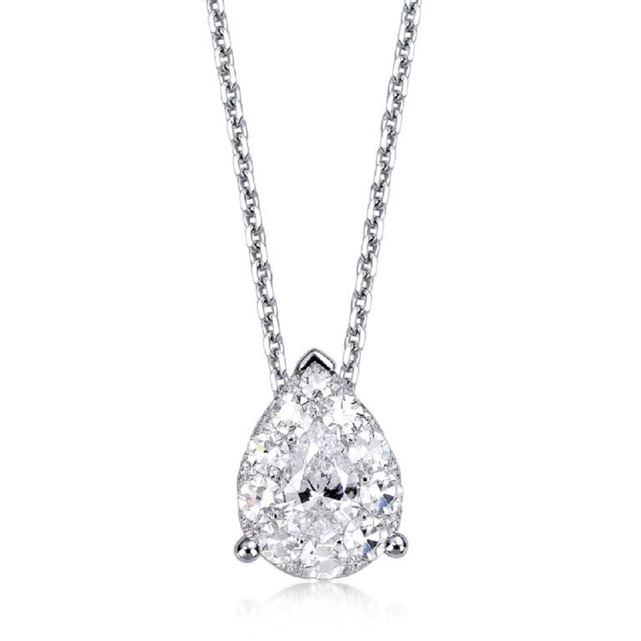 0.60 ctw Natural Diamonds | Color: F | Clarity: VS | 18k White Gold Necklace.