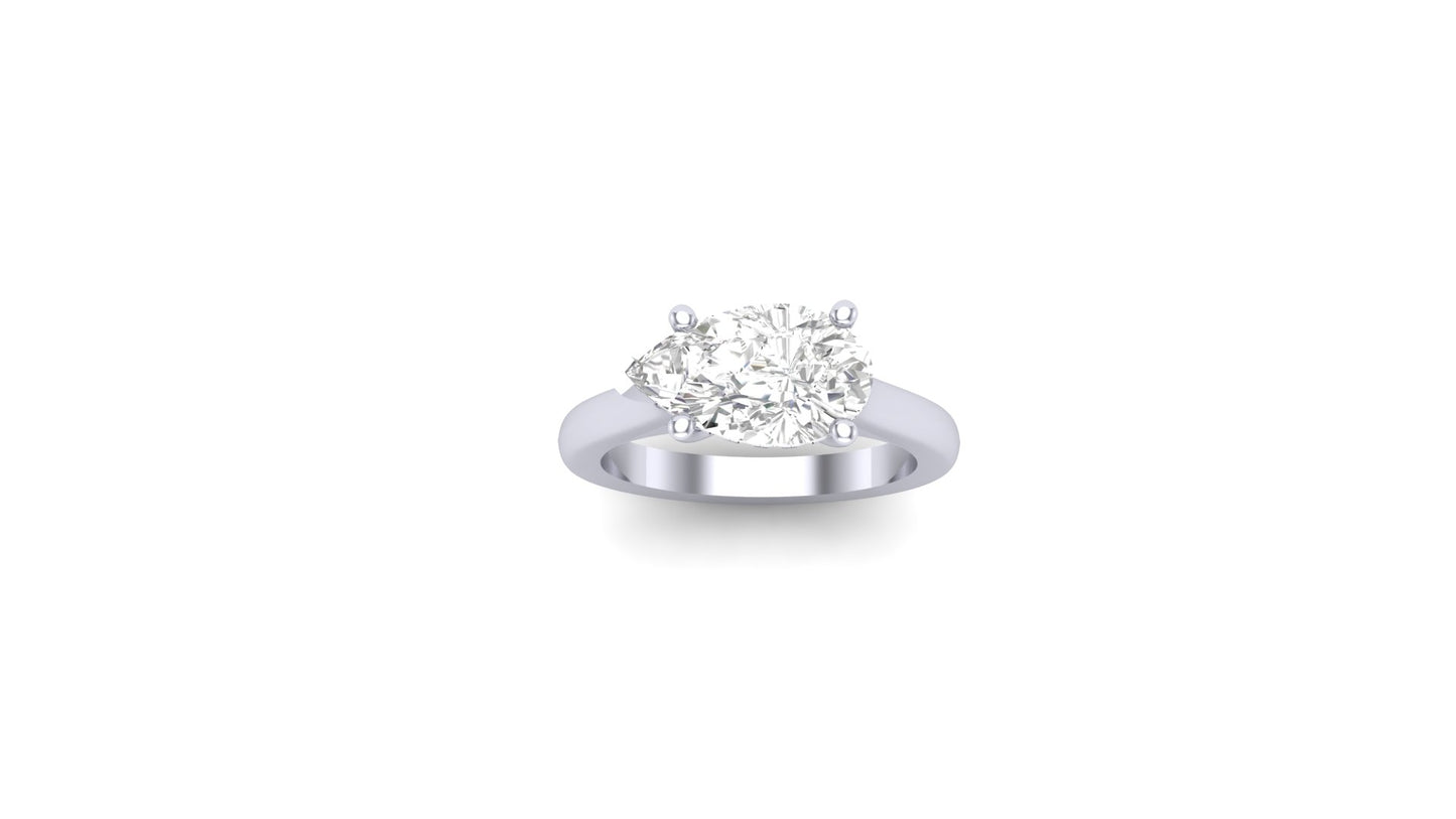 1.75 ct Pear Center Lab Grown Diamond | Color: E | Clarity: VVS | 0.31 ct Lab Grown Side Diamonds. | Designer Ring.