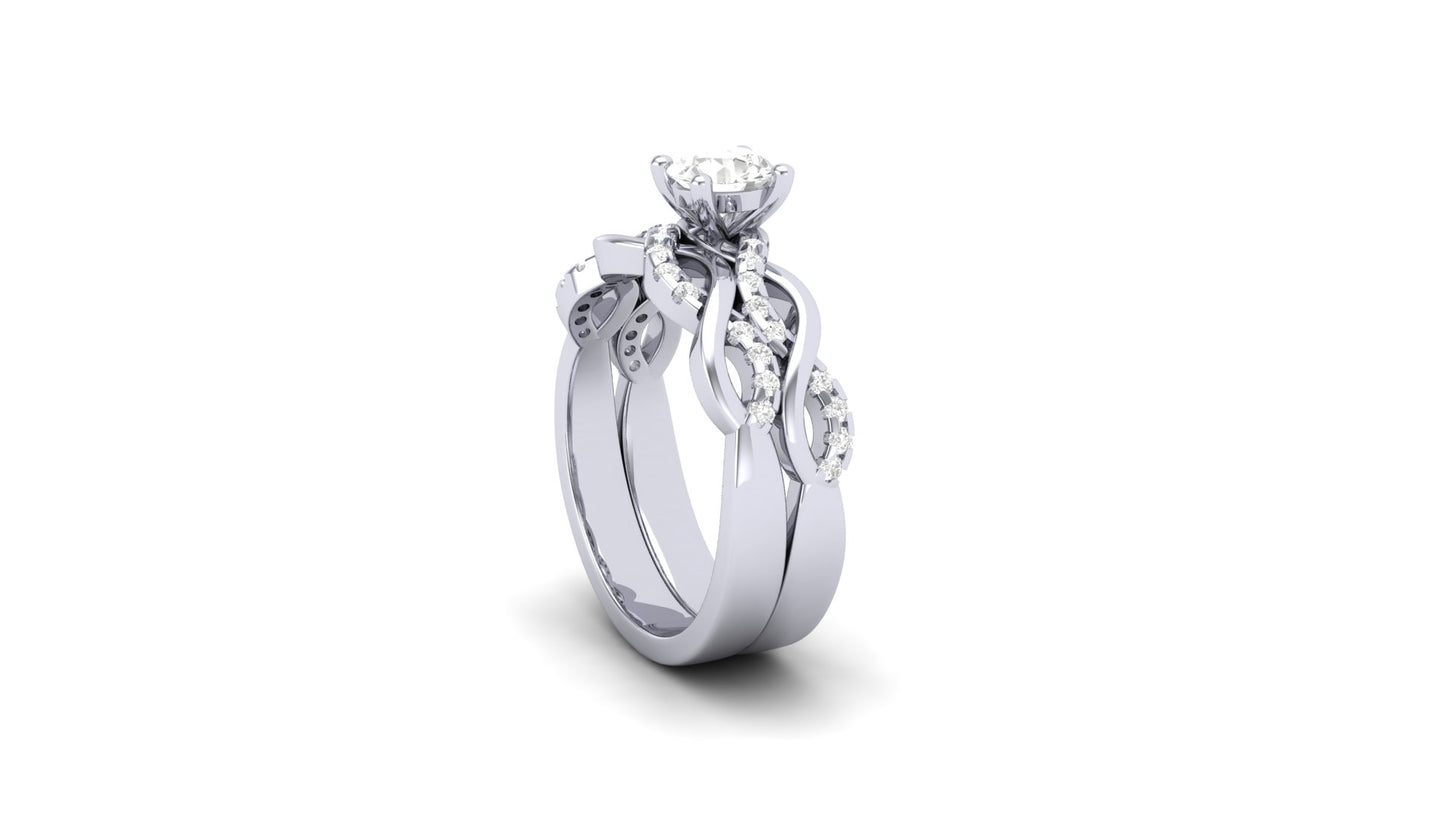1.00 ct Round Center Lab Grown Diamond | Color: E | Clarity: VVS | 0.25 ct Lab Grown Side Diamonds. | Designer Ring.