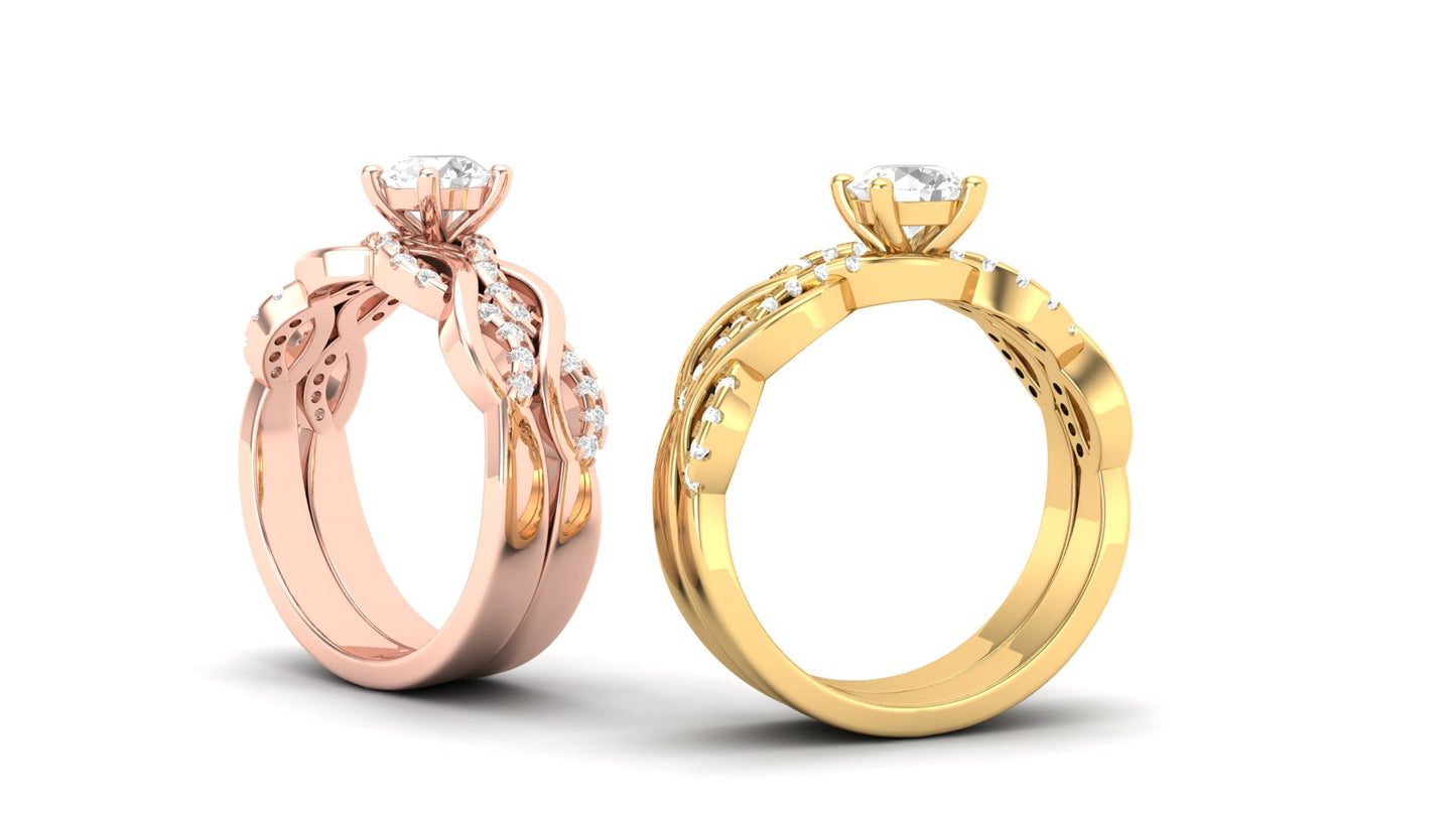 1.00 ct Round Center Lab Grown Diamond | Color: E | Clarity: VVS | 0.25 ct Lab Grown Side Diamonds. | Designer Ring.