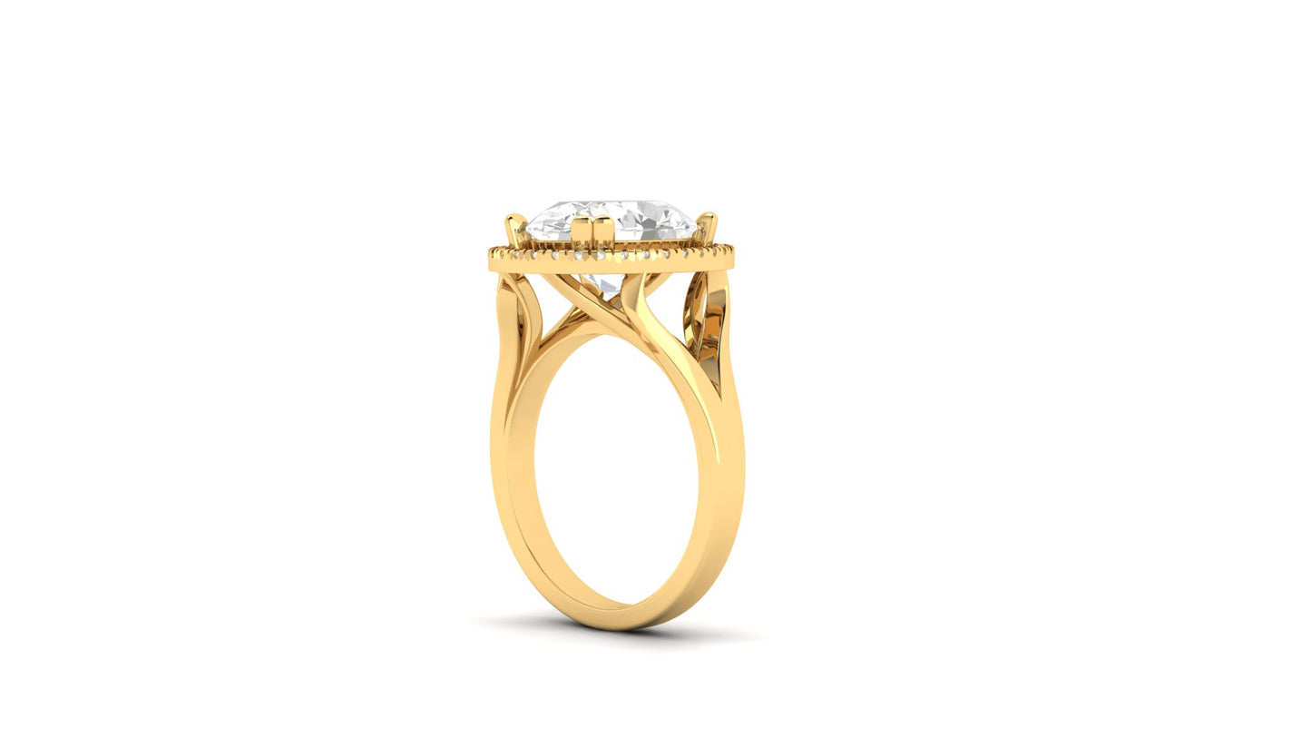 4.54 ct Oval Cut Center Lab Grown Diamond | Color: E | Clarity: VVS | 0.17 ct Lab Grown Side Diamonds | Halo Ring.