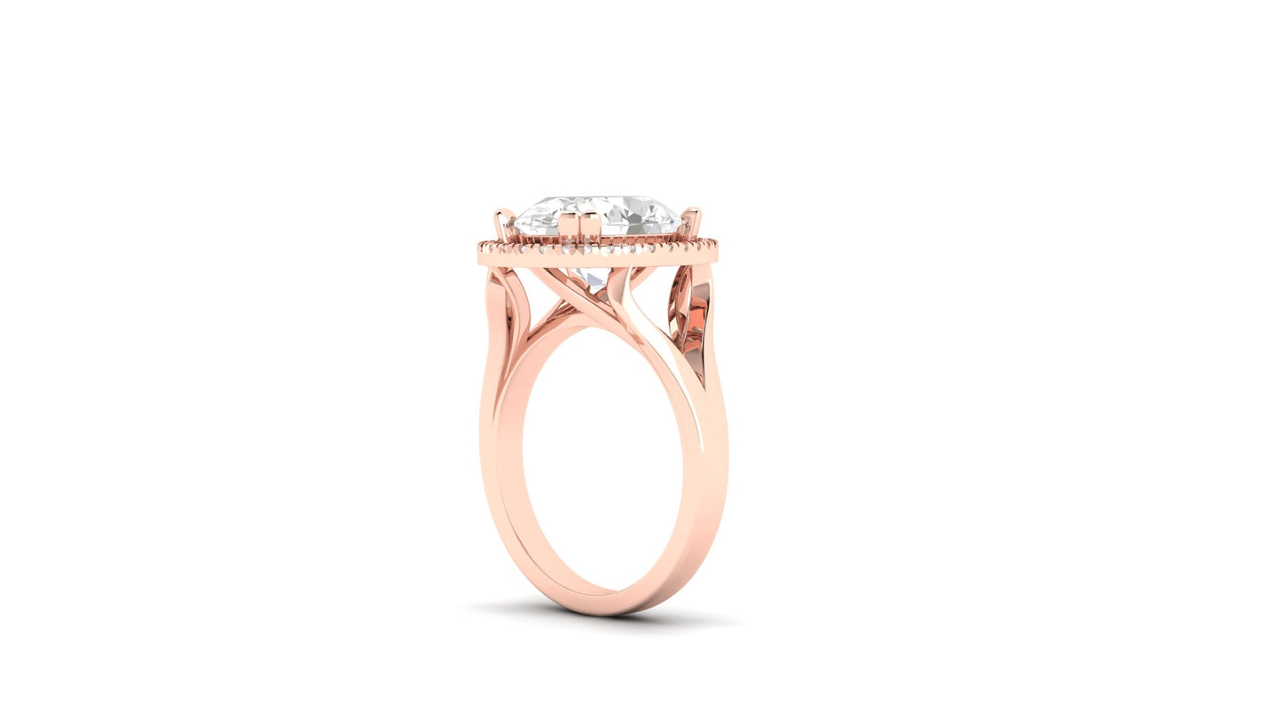 4.54 ct Oval Cut Center Lab Grown Diamond | Color: E | Clarity: VVS | 0.17 ct Lab Grown Side Diamonds | Halo Ring.