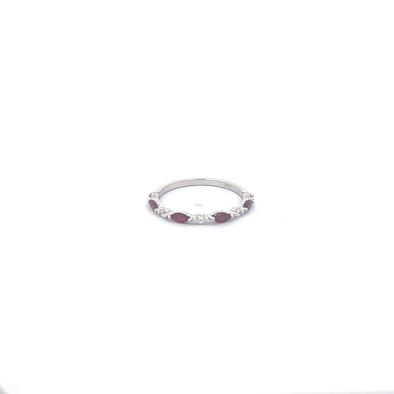 0.42 ct Natural Burmese Rubies Band | 0.13 ct Natural Diamonds | Platinum