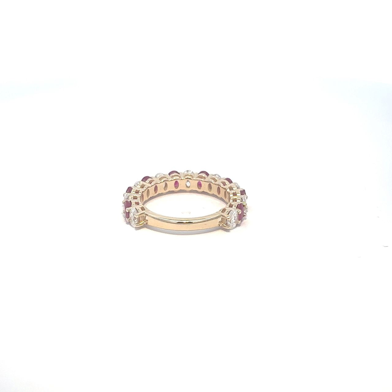 1.79 ct Natural Burmese Rubies Band | 1.33 ct Lab-Grown Diamonds | 14k Yellow Gold
