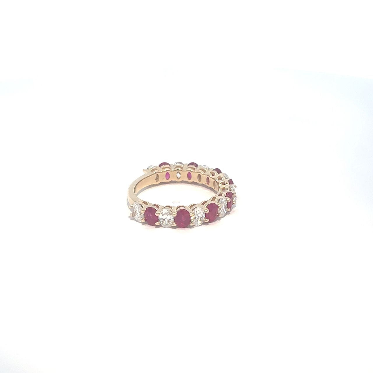 1.79 ct Natural Burmese Rubies Band | 1.33 ct Lab-Grown Diamonds | 14k Yellow Gold