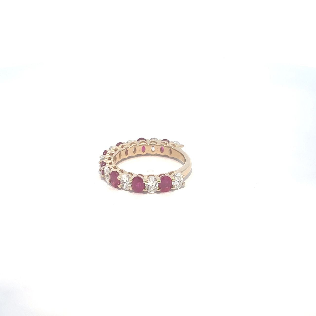 1.79 ct Natural Burmese Rubies Band | 1.33 ct Lab-Grown Diamonds | 14k Yellow Gold