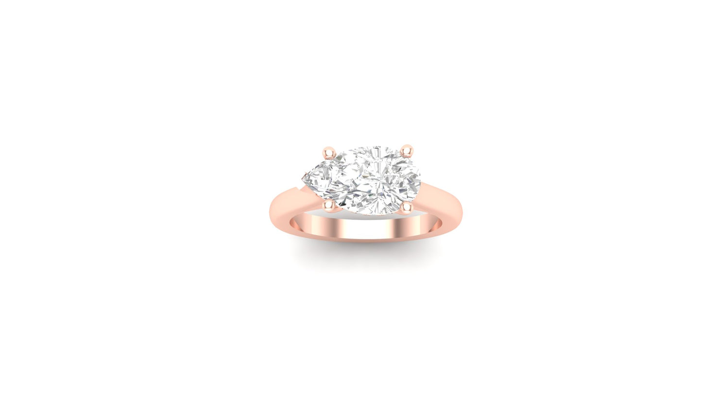 1.75 ct Pear Center Lab Grown Diamond | Color: E | Clarity: VVS | 0.31 ct Lab Grown Side Diamonds. | Designer Ring.