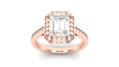 1.75 ct Emerald Cut Center Lab Grown Diamond | Color: E | Clarity: VVS | 0.25 ct Lab Grown Side Diamonds. | Designer Ring.