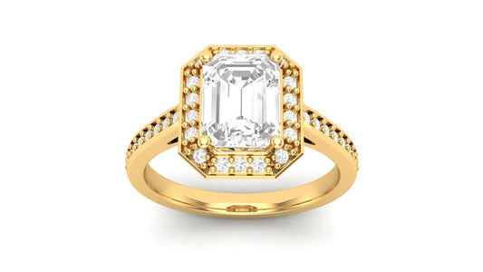 1.75 ct Emerald Cut Center Lab Grown Diamond | Color: E | Clarity: VVS | 0.25 ct Lab Grown Side Diamonds. | Designer Ring.