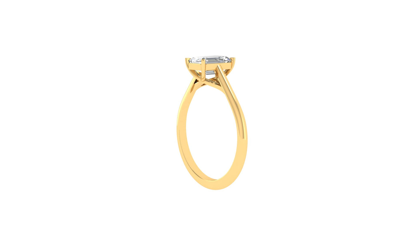 1.02 ctw Emerald Cut Lab Grown Diamond | 4 Prong Setting | Solitaire Ring.