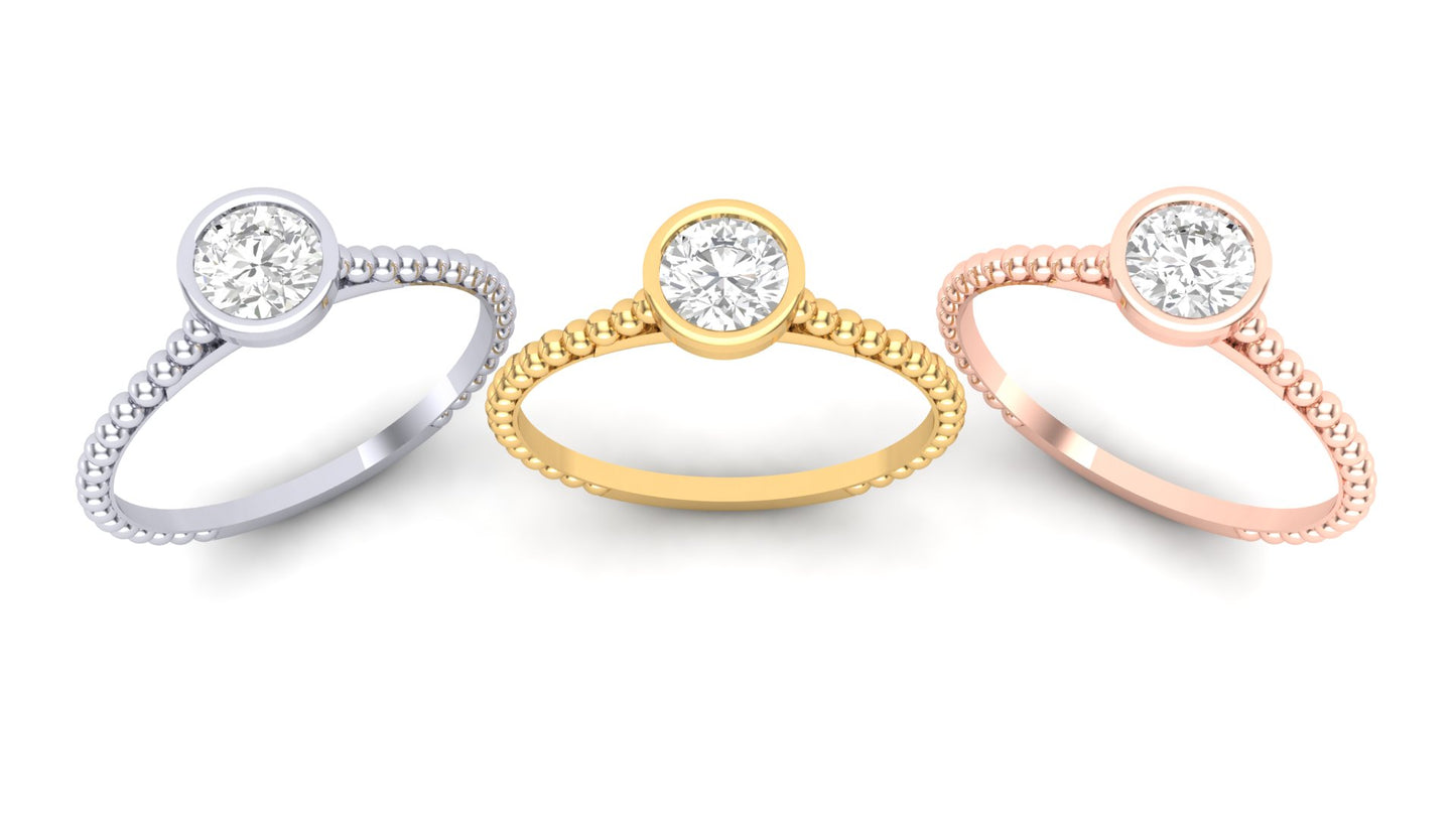 1.00 ct Round Cut Center Lab Grown Diamond | Color: E | Clarity: VVS | Designer Ring.