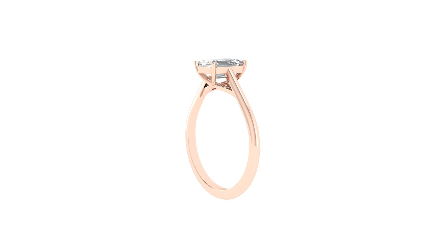 1.02 ctw Emerald Cut Lab Grown Diamond | 4 Prong Setting | Solitaire Ring.