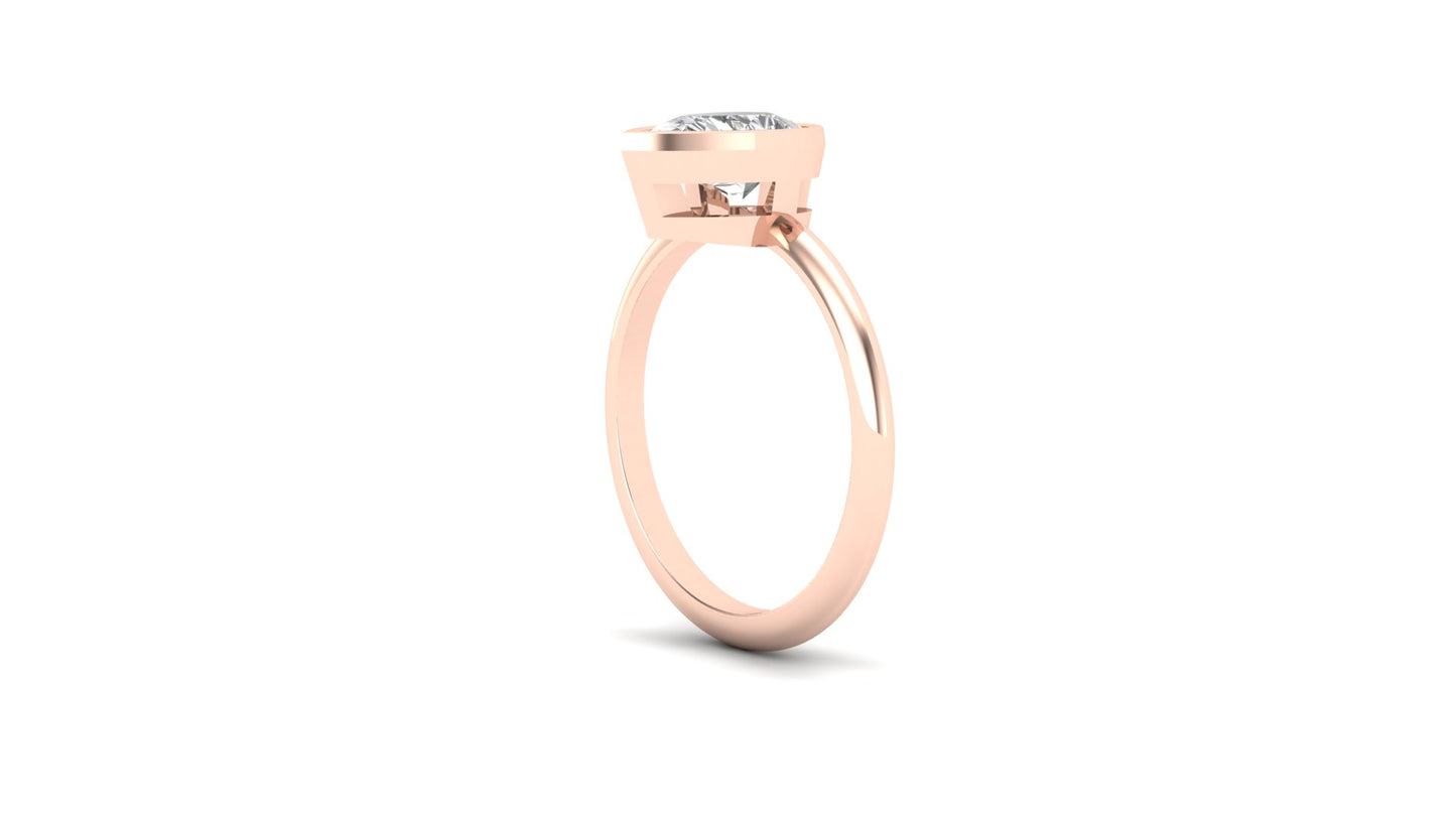 1.20 ctw Pear Shape Lab Grown Diamond | Bezel Set Setting | Solitaire Ring.