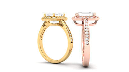 1.75 ct Emerald Cut Center Lab Grown Diamond | Color: E | Clarity: VVS | 0.25 ct Lab Grown Side Diamonds. | Designer Ring.