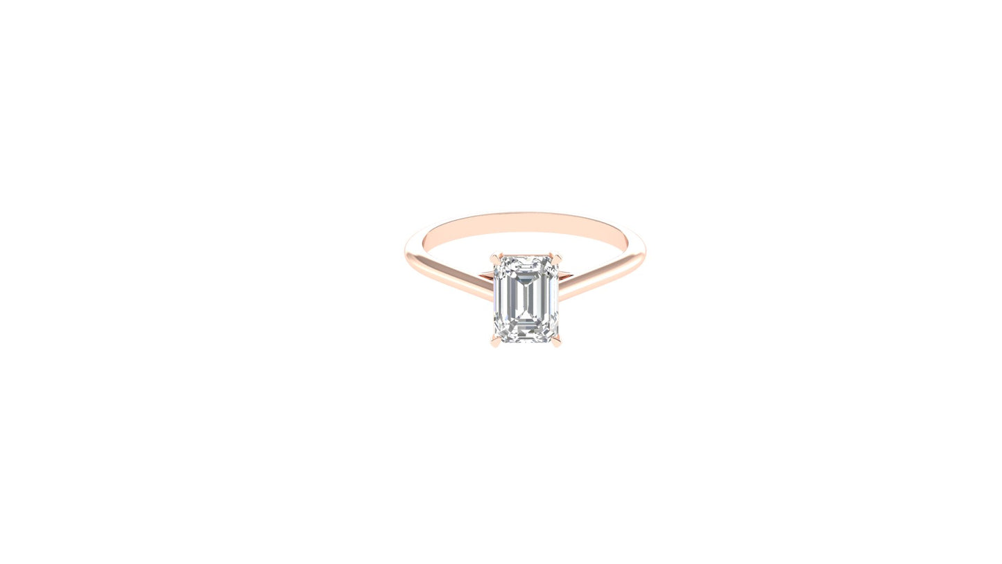 1.02 ctw Emerald Cut Lab Grown Diamond | 4 Prong Setting | Solitaire Ring.