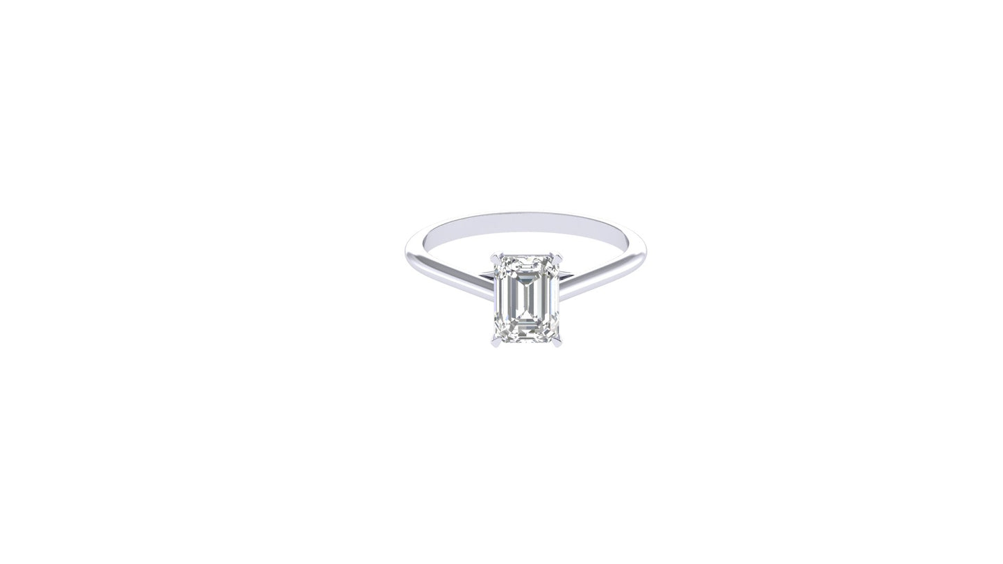 1.02 ctw Emerald Cut Lab Grown Diamond | 4 Prong Setting | Solitaire Ring.
