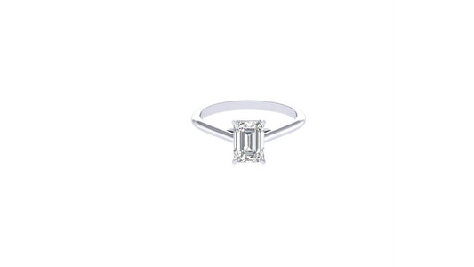 1.02 ctw Emerald Cut Lab Grown Diamond | 4 Prong Setting | Solitaire Ring.