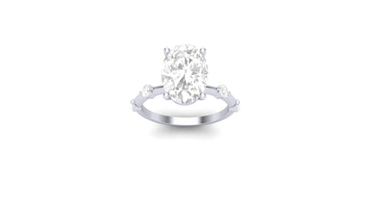 3.00 ct Oval Cut Center Lab Grown Diamond | Color: E | Clarity: VVS | 0.25 ct Lab Grown Side Diamonds. | Designer Ring.