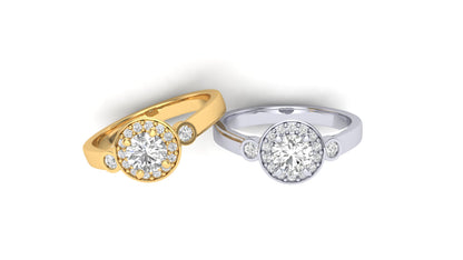 1.00 ctw Round shape Lab Grown Diamonds Designer Ring.