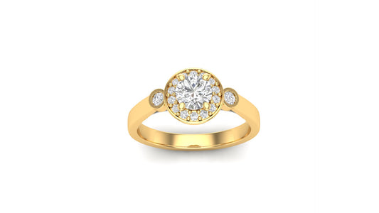 1.00 ctw Round shape Lab Grown Diamonds Designer Ring.
