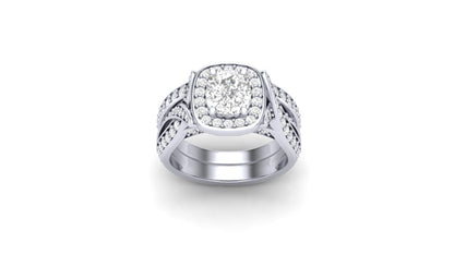 1.10 ct Cushion Cut Center Lab Grown Diamond | Color: E | Clarity: VVS | 0.60 ct Lab Grown Side Diamonds. | Designer Ring.