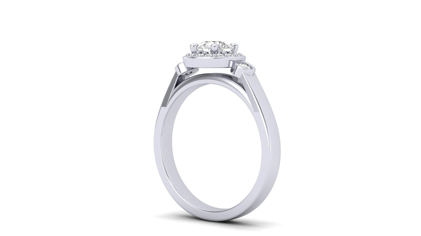 1.00 ctw Round shape Lab Grown Diamonds Designer Ring.