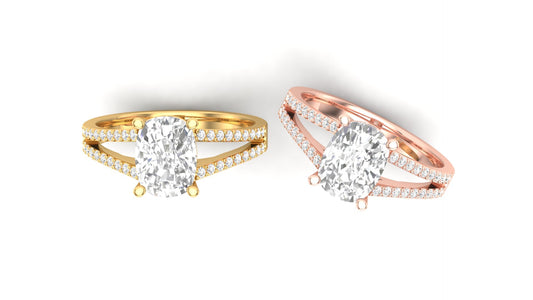 1.80 ct Cushion Cut Center Lab Grown Diamond | Color: E | Clarity: VVS | 0.20 ct Lab Grown Side Diamonds. | Designer Ring.