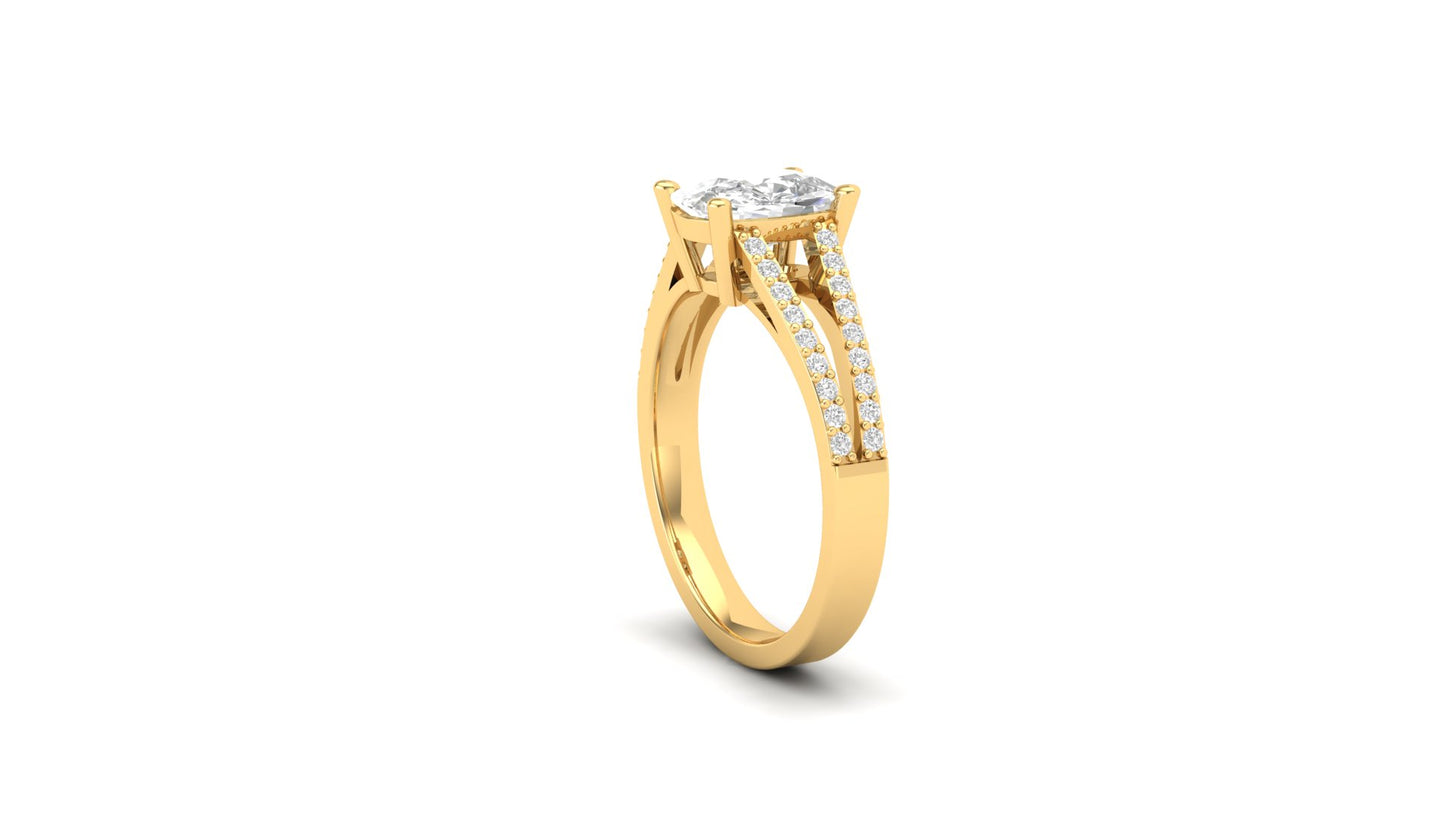 1.80 ct Cushion Cut Center Lab Grown Diamond | Color: E | Clarity: VVS | 0.20 ct Lab Grown Side Diamonds. | Designer Ring.